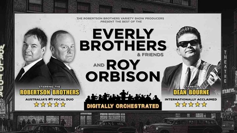 Image showing picture of three singers along side text that says Everly Brothers and friends and Roy Orbison