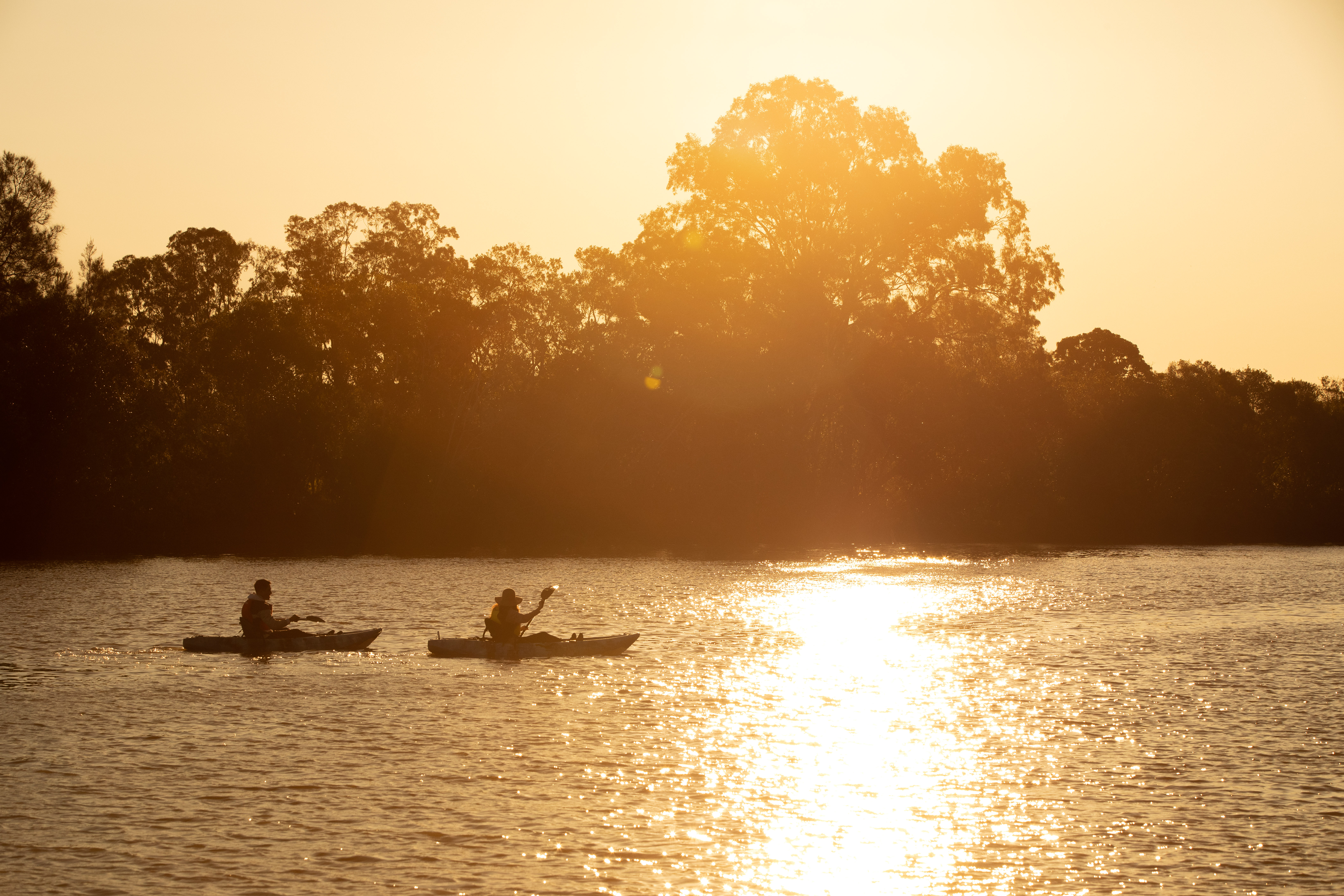 a people kayaking