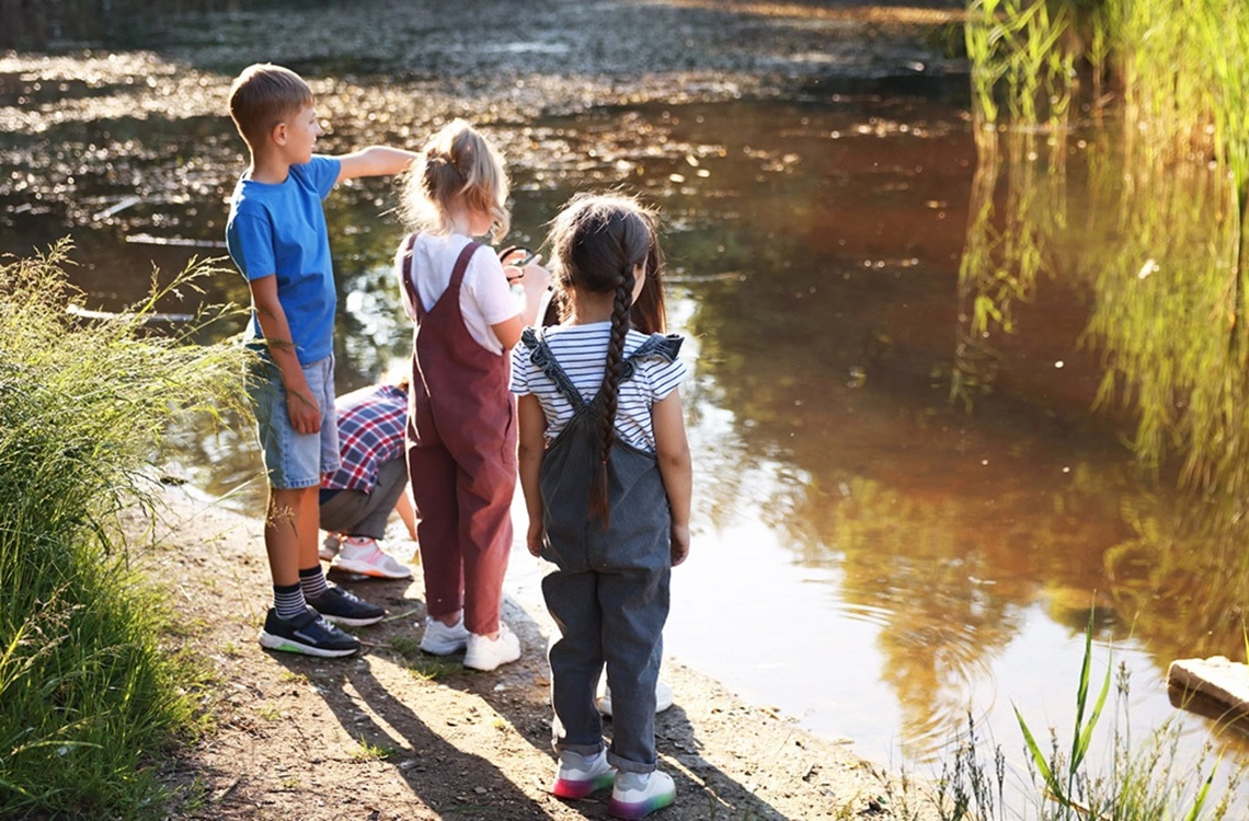 Children observing nature