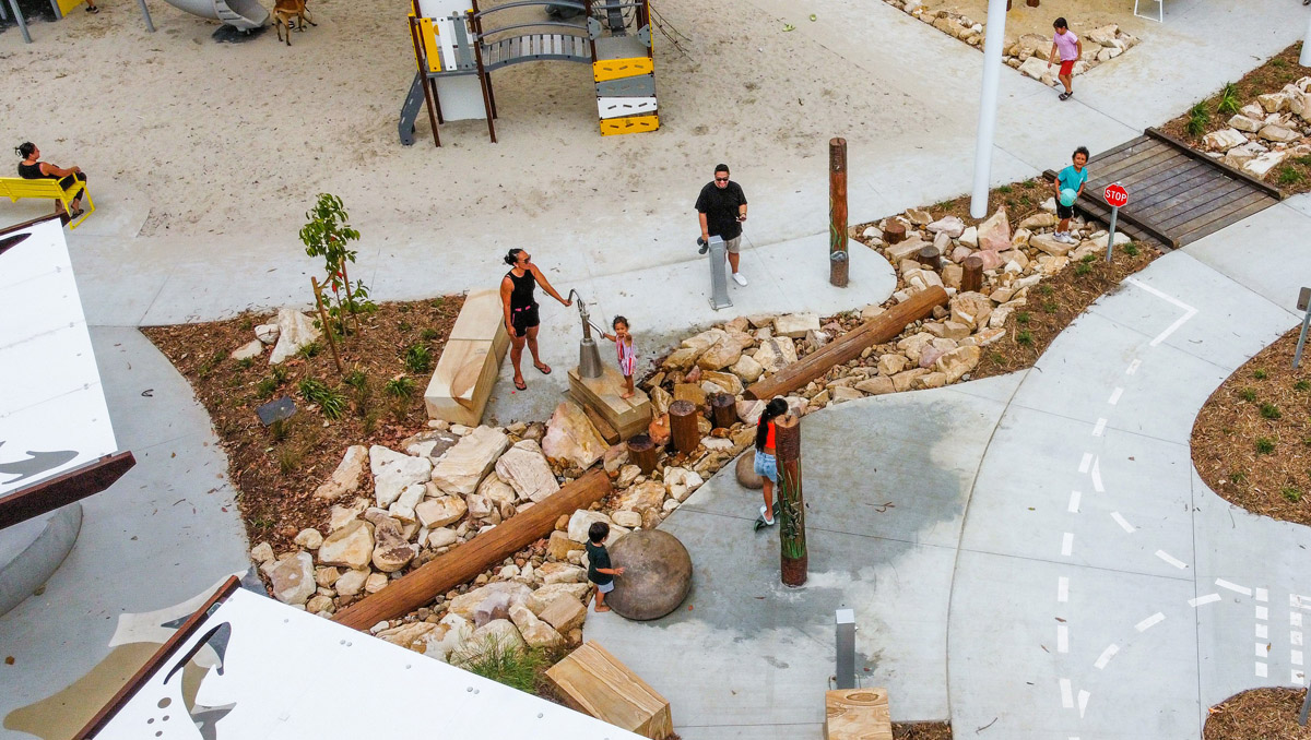 families playing in the park